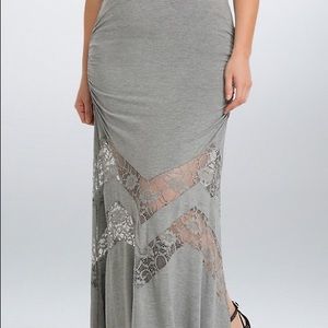 Torrid Long grey skirt with lace